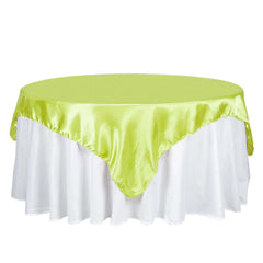 Satin 72"x72" Table Overlay Square Tablecloth Apple Green - Smooth Finish Table Cover